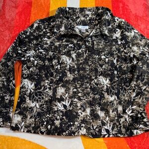 CJ Banks Brown & Cream Floral Jacket Shacket Blazer, Women's 2X Classy Resort